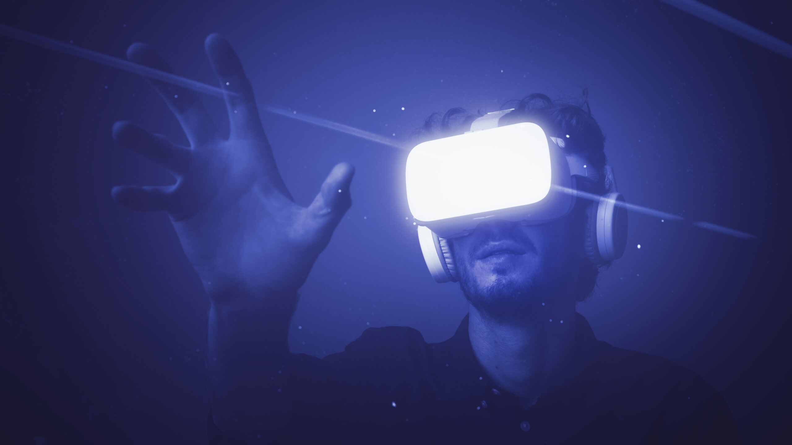 Young man using a VR headset